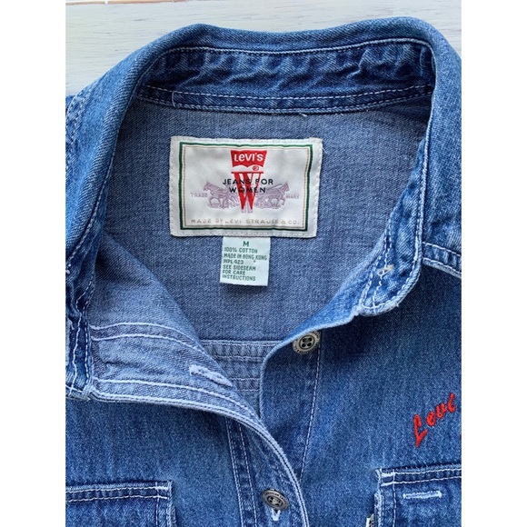 Medium, Levi’s, vintage classic denim boyfriend sleeveless button down top - Picture 9 of 15